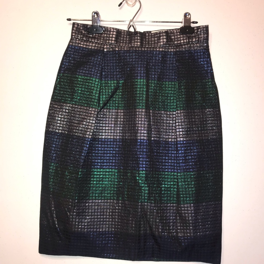REISS colorblock metallic skirt